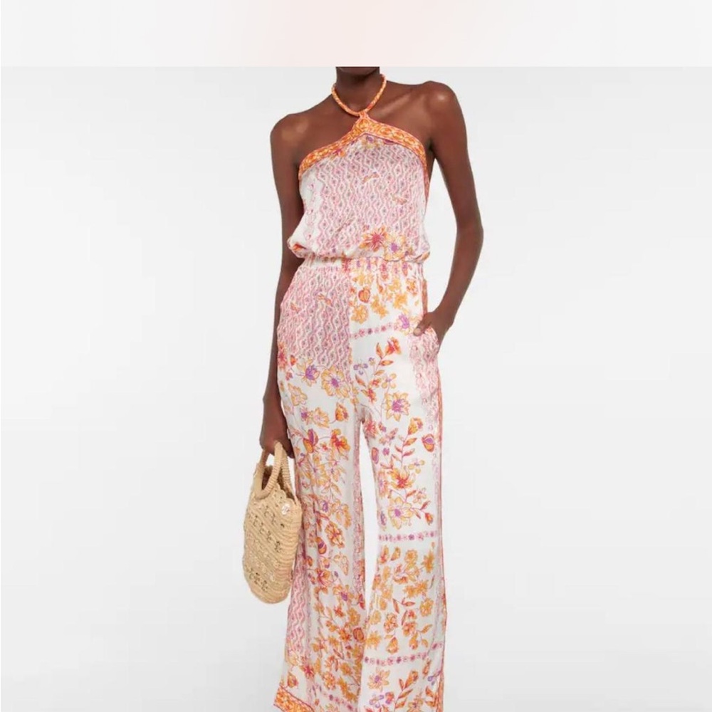 Poupette St. Barth Pink and Orange Floral Jumpsuit